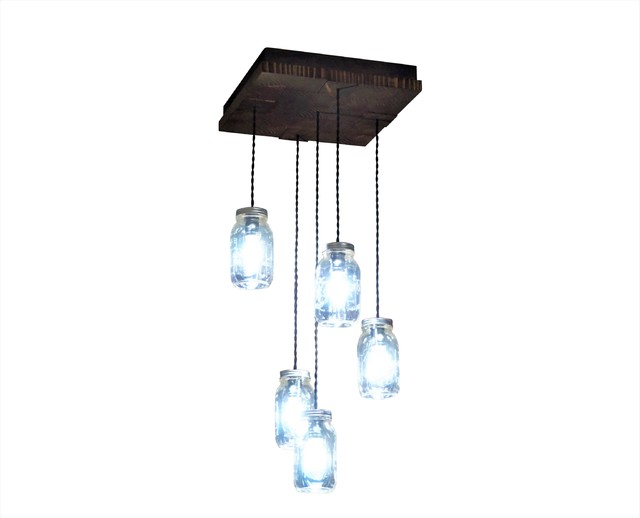 5 - Light Simple Glass Mason Jar Kitchen Ceiling Light - Eclectic - Pendant  Lighting - by leonidsartstudio | Houzz