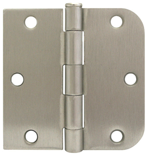 Brushed Satin Nickel 3.5" X 3.5" w 1/4" Radius Door Hinge Contractor