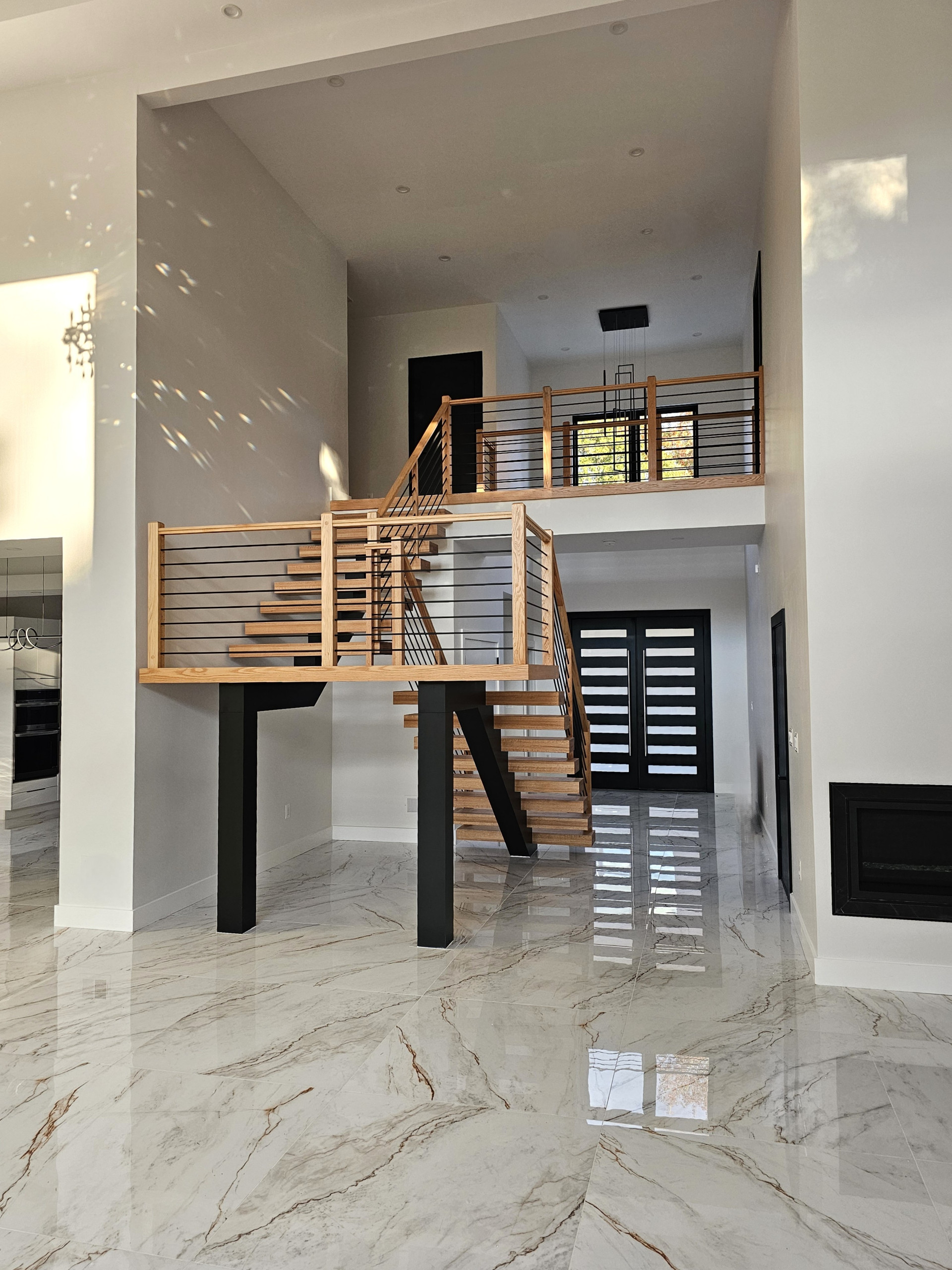 143_Modern Floating Red Oak and Metal Staircase, Sterling, VA