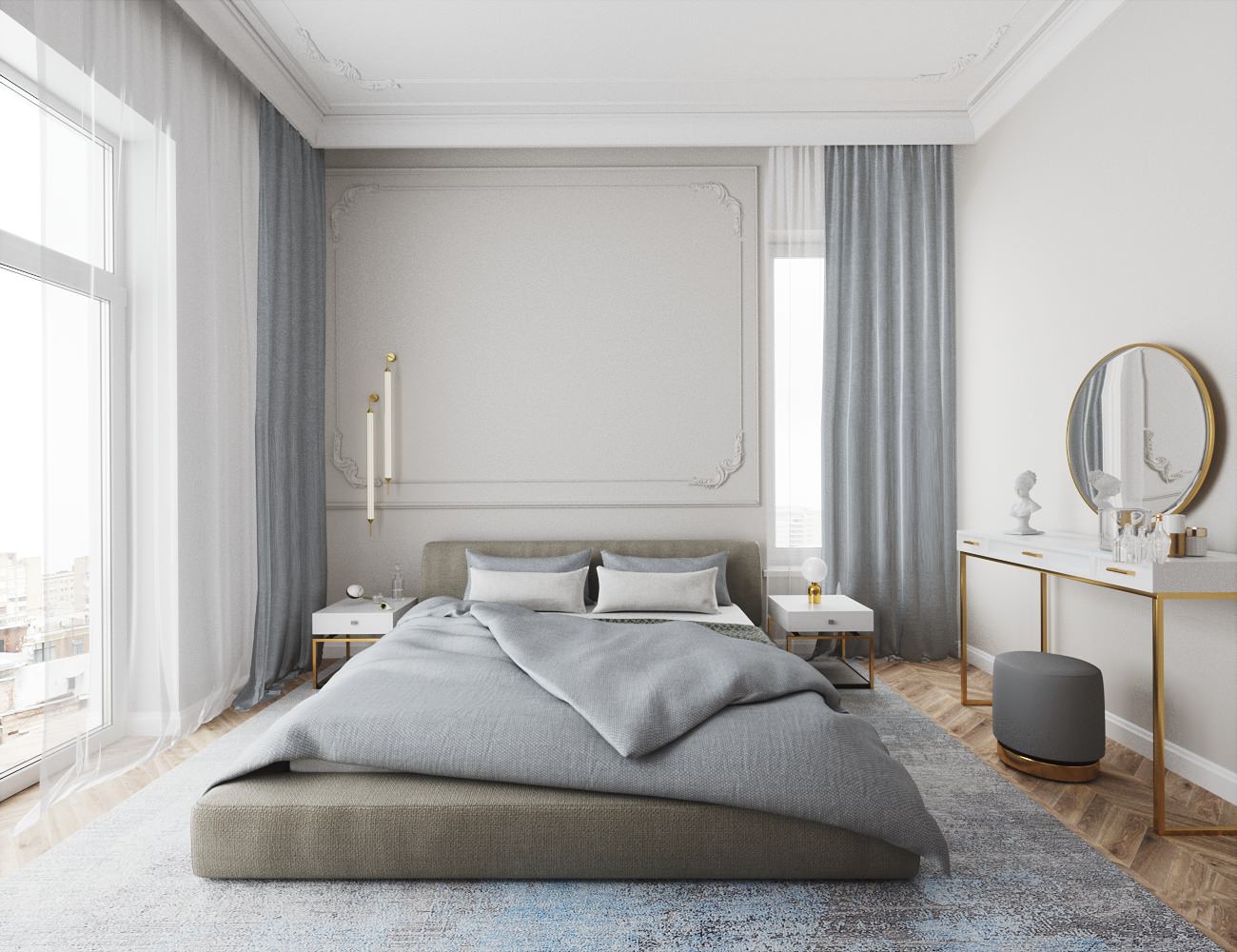 Спальня в современном стиле с элементами классики