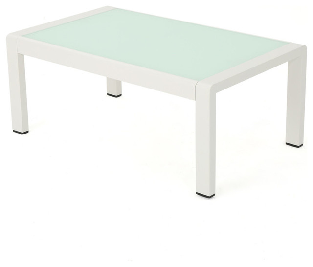 Gdf Studio Crested Bay Outdoor Aluminum Coffee Table With Tempered Gdf Studio Crested Bay Outdoor Aluminum Coffee Table With Tempered Glass Top Contemporary Tables By Gdfstudio