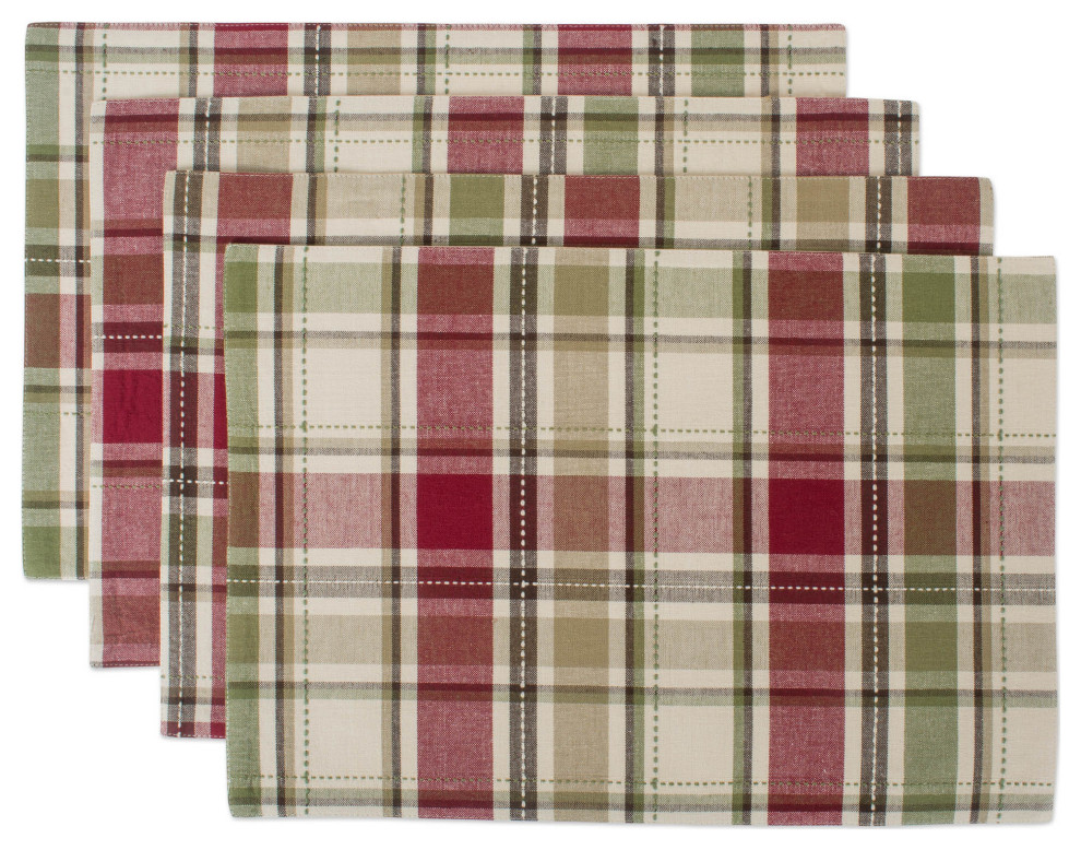 DII Homespun Plaid Placemat, Set of 4 Farmhouse Placemats by