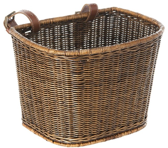 KOUBOO Wicker Handwoven Handlebar Bike Basket, Dark Brown - Baskets | Houzz