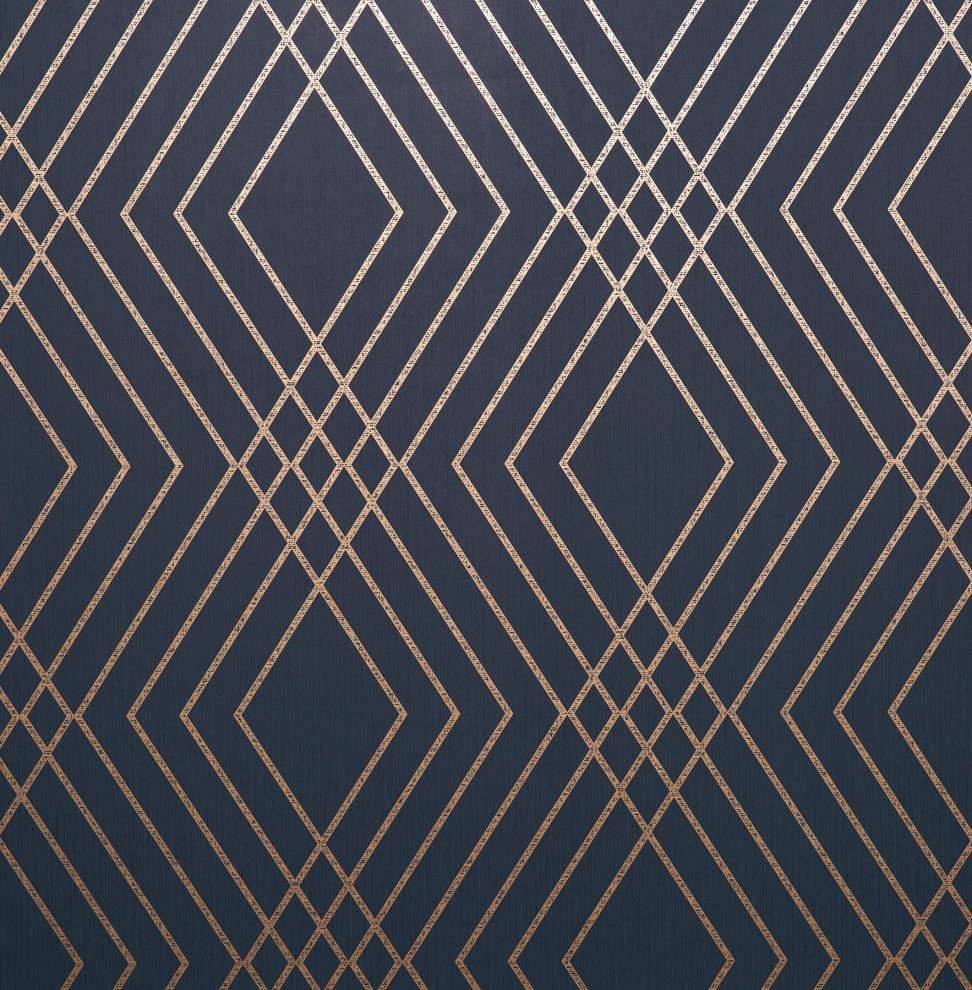 Shard Navy Trellis Wallpaper Contemporary Wallpaper by Brewster