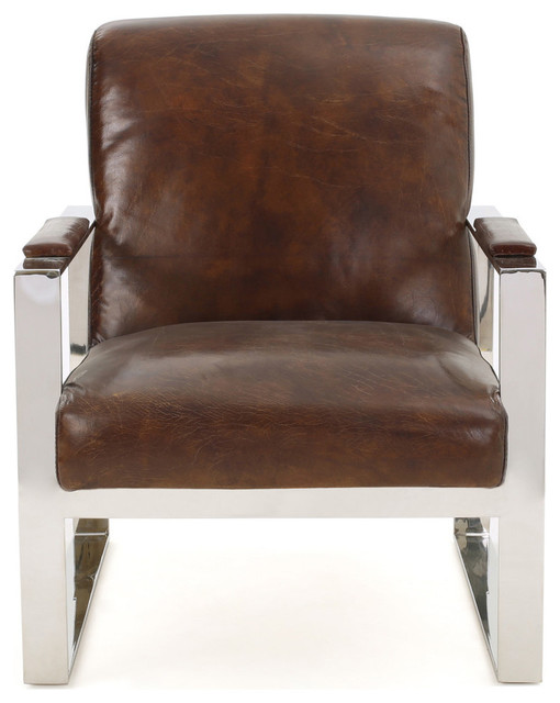 Gdf Studio Niagra Vintage Brown Leather Industrial Armchair