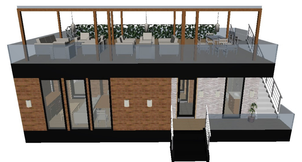 УЛЬТРАСОВРЕМЕННЫЙ КОТТЕДЖ  С ЭКСПЛУАТАЦИОННОЙ КРОВЛЕЙ.