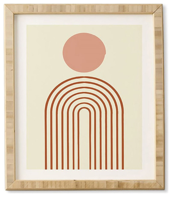 Deny Designs 24x17" Full Moon Rainbow Bamboo Framed Wall Art in Beige