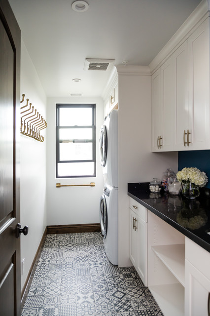View of Modern Spanish New Construction - Mediterranean - Laundry Room - Los ...