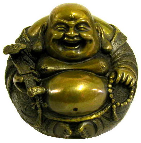 3" Gold Bronze Happy Boddha