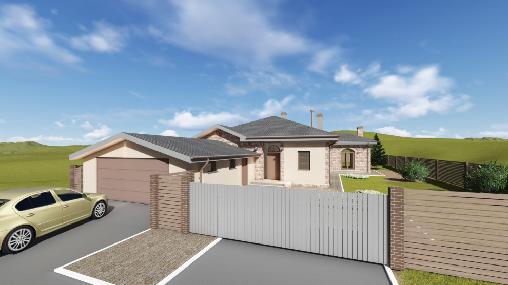 Одноэтажный кирпичный дом