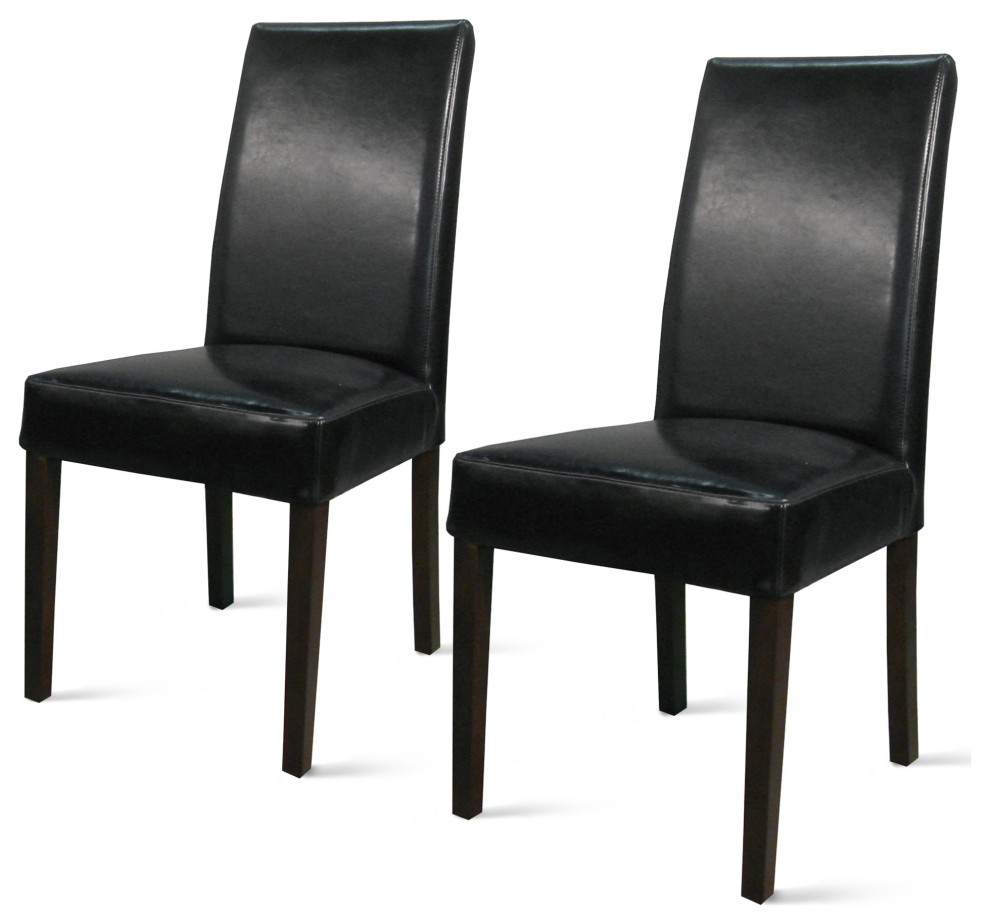 Hartford Bicast Leather Dining Chair,Set of 2 Black Contemporary