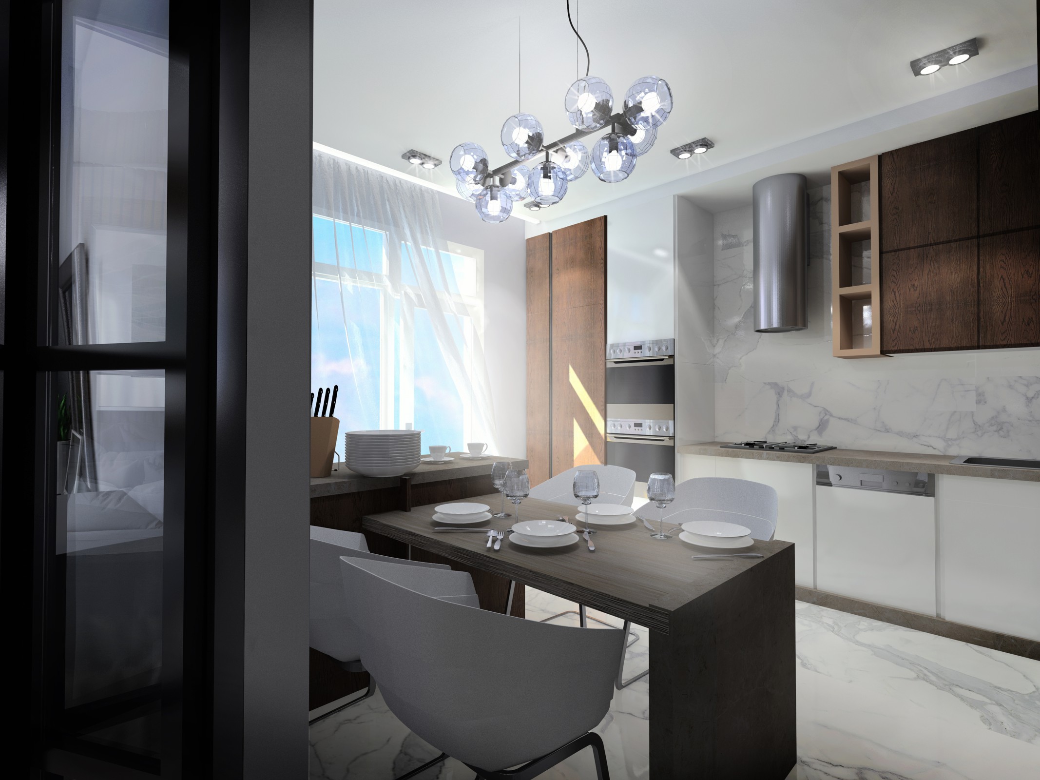 кухня-гостиная в ЖК "Изумрудный город" г.Геленджик