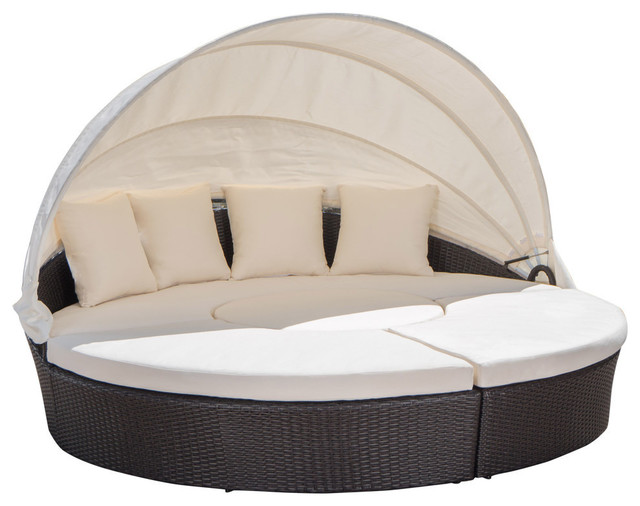 GDF Studio Bellagio Outdoor Wicker Daybed With Aluminum Frame and Ice Bucket