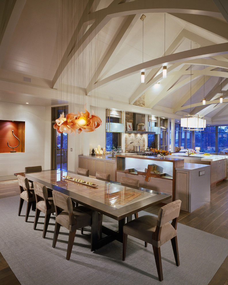 Contemporary open plan dining in Boston.