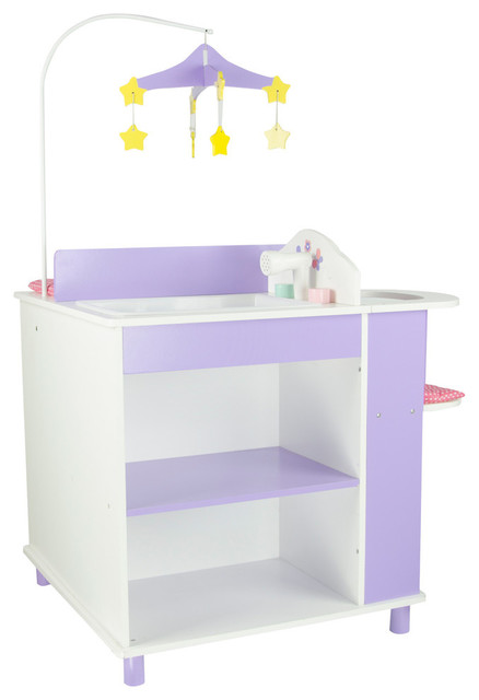 Little Princess Doll Furniture Baby Changing Station White And Little Princess Doll Furniture Baby Changing Station White And Purple Traditional Tables By Teamson