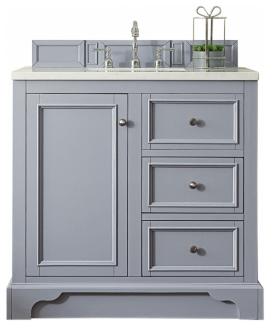36 Inch Single Sink Bathroom Vanity, Silver Gray, Choice of Top