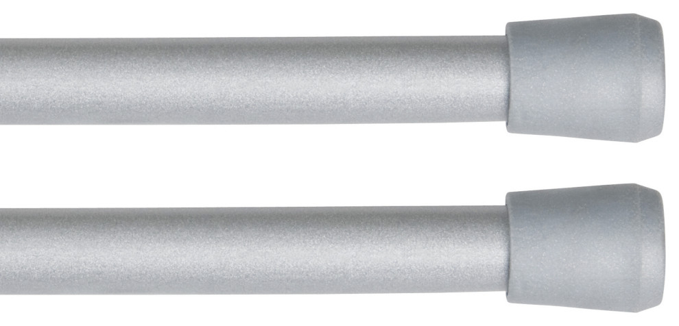 Kenney Fast Fit No Tools 7/16" Spring Tension Rod, 2-Pack, Pewter, 18-28"