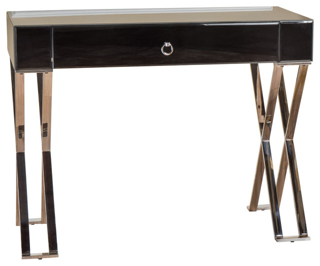Gdf Studio Berkshire Glass Console Personal Single Drawer Desk