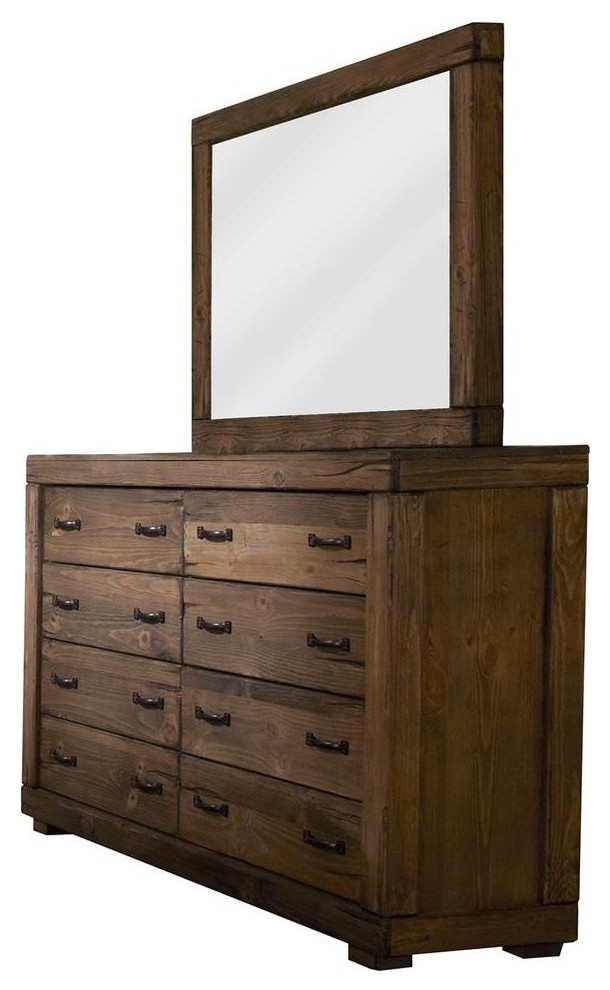 Rustic Drawer Dresser with Mirror