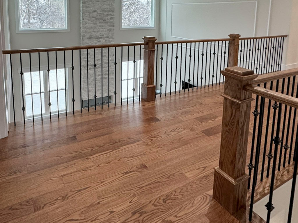 117_Distinct Oak Staircase with Iron Balusters & Oak Rail Profile, Chantilly VA