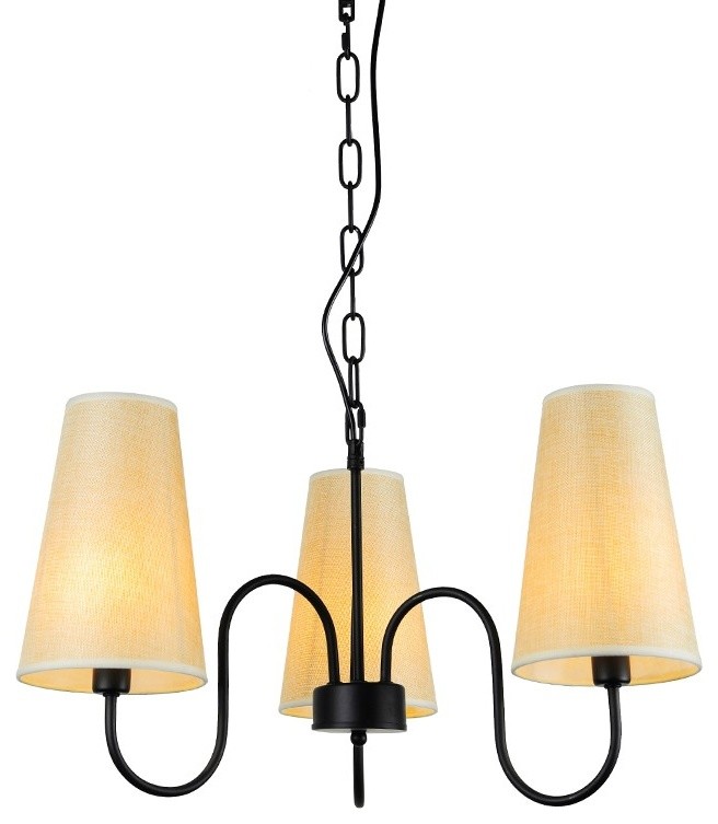 Fabric Shaded Chandelier, 3-Light