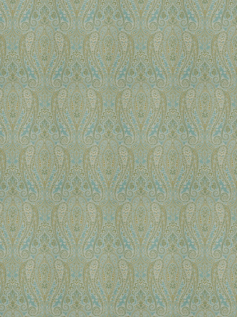 Aqua Green Teal Paisley Wovens Upholstery Fabric - Mediterranean ...