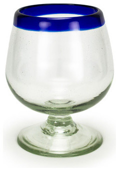 Bambeco Blue Rim Recycled Cognac Glass