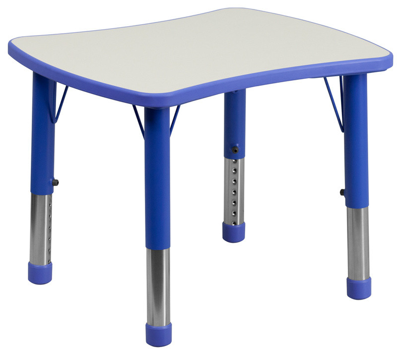21.875''W X 26.625''L H Adjustable Rectangular Blue Plastic Activity Table