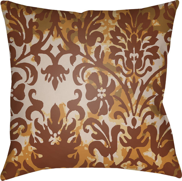 photo Blue And Rust Outdoor Pillows moody damask camel ivory burnt orange rust wheat 20x20x4