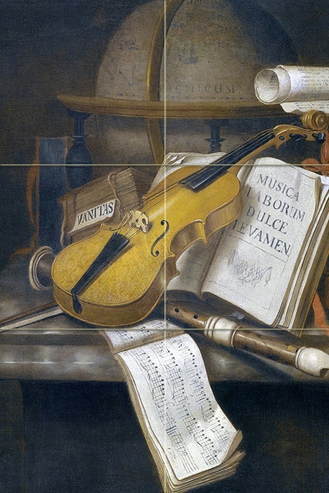 Tile Mural a Violin Recorder a Score Music Kitchen Backsplash, 8