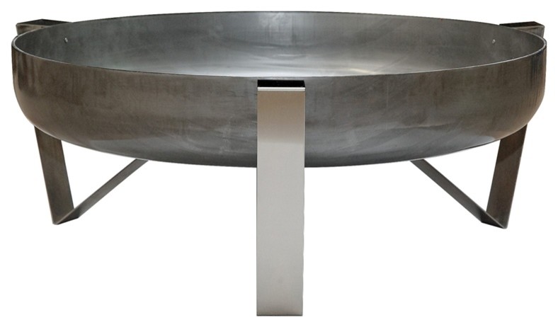 Agila Modern Patio Fire Pit, Rust and Stainless Steel