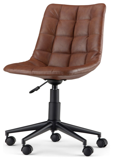 Chambers Swivel Office Chair Distressed Cognac Faux Leather