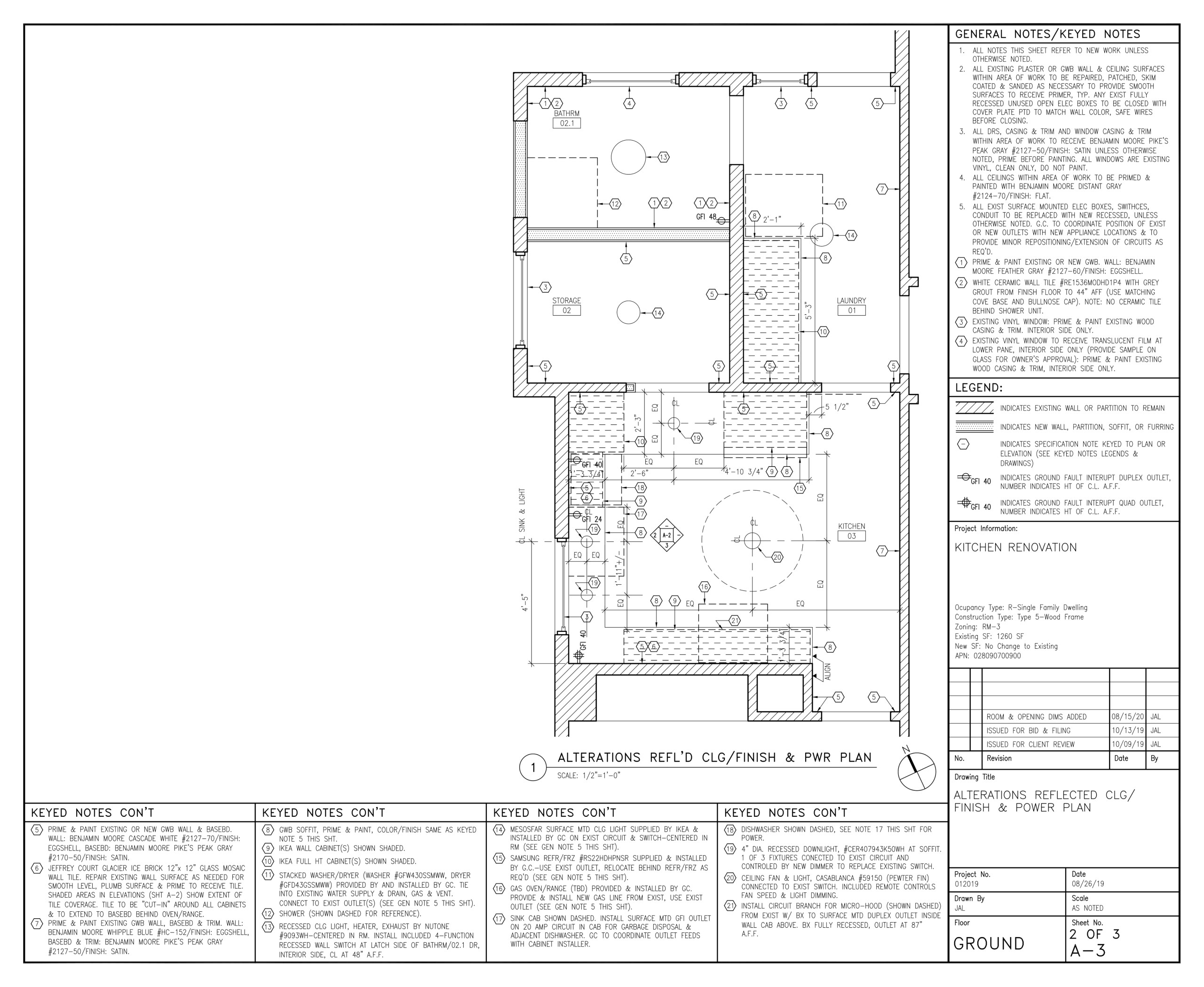 REFLECTED CEILING / FINISH & POWER PLANS