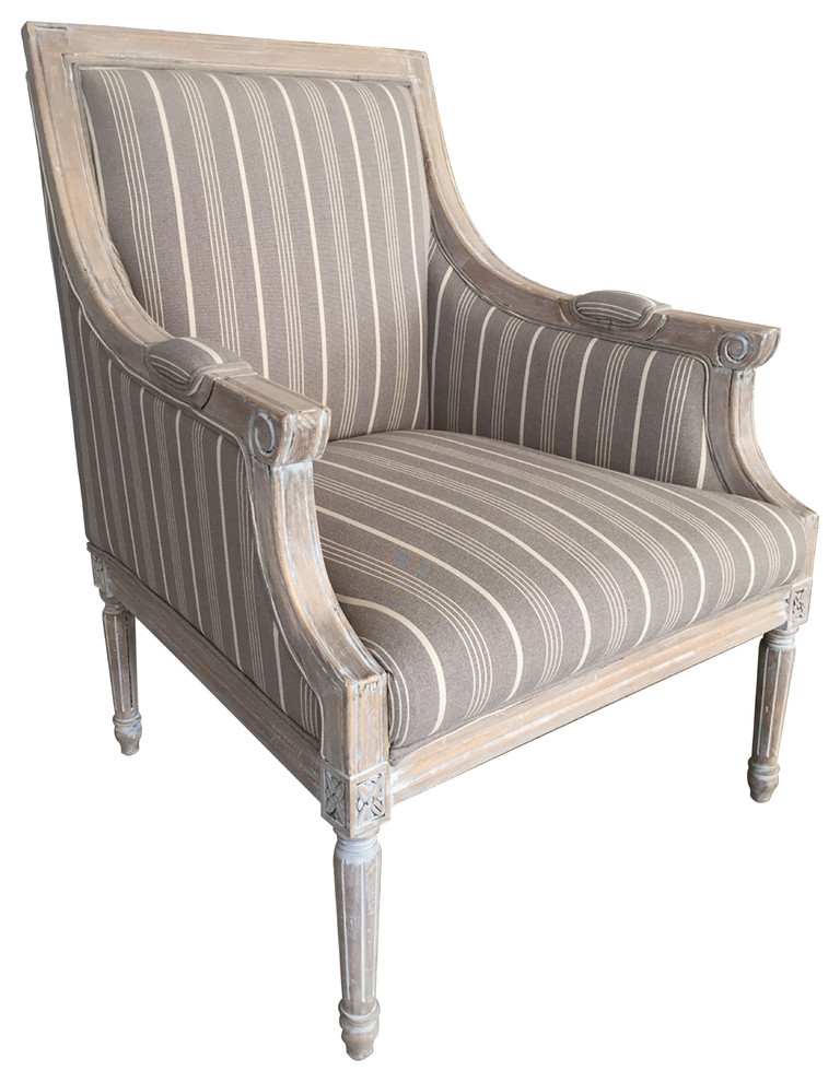 Antique Taupe Accent Chair, Multi-Line Pattern