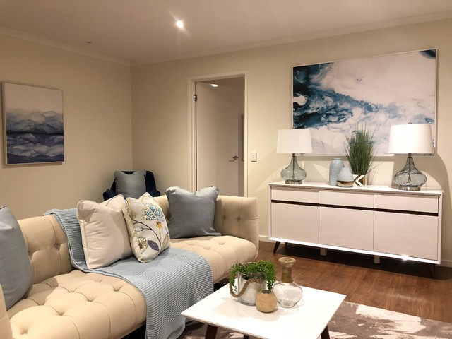 Beach home - Inverloch maritimt-dagligstue