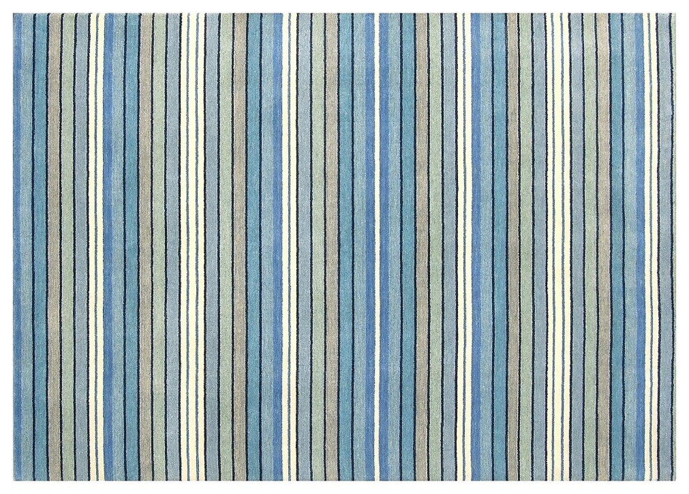 Traditional Rug, Shades of Blue, 5'x8', Nepalese, Handmade Wool
