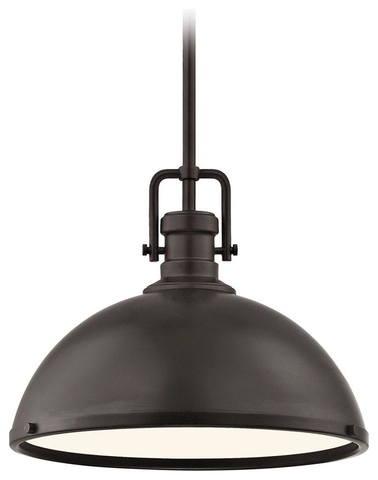 Industrial Pendant Light With Metal Shade 13.38"", Chrome Traditional