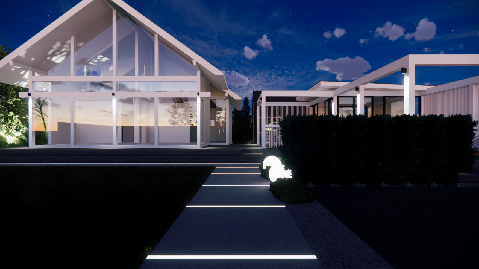 Ночной вид дорожки