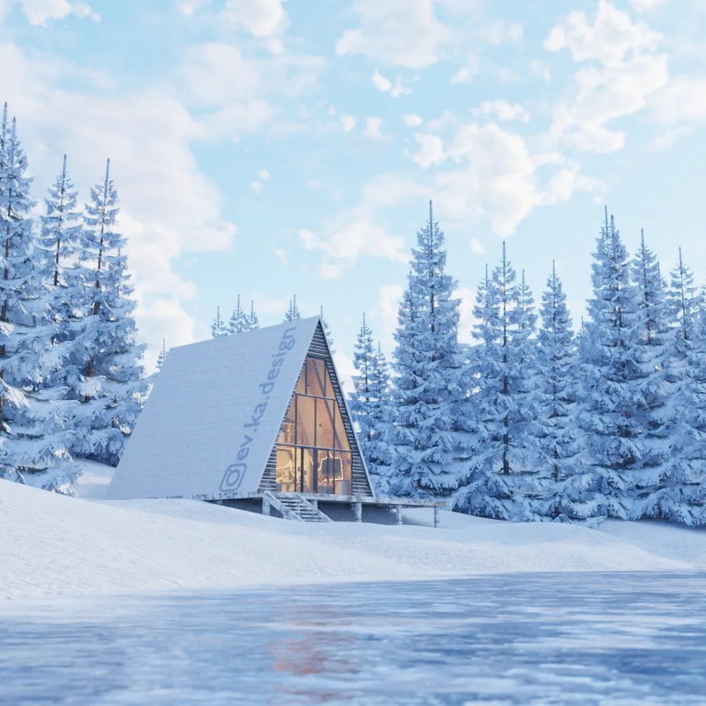 Кухня-гостинная в A-Frame доме