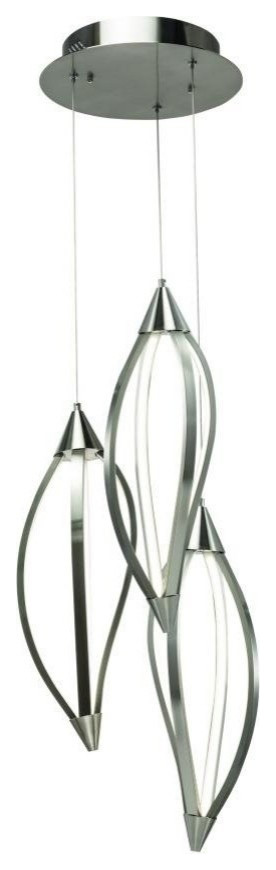 Meridian LED 3-Head Pendant Cluster, Brushed Nickel