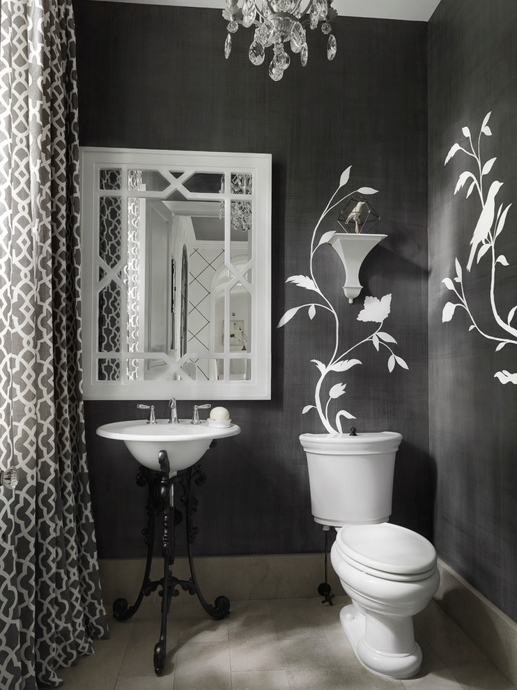 Gray Powder Room - Contemporary - Powder Room - St Louis - by Joni ...