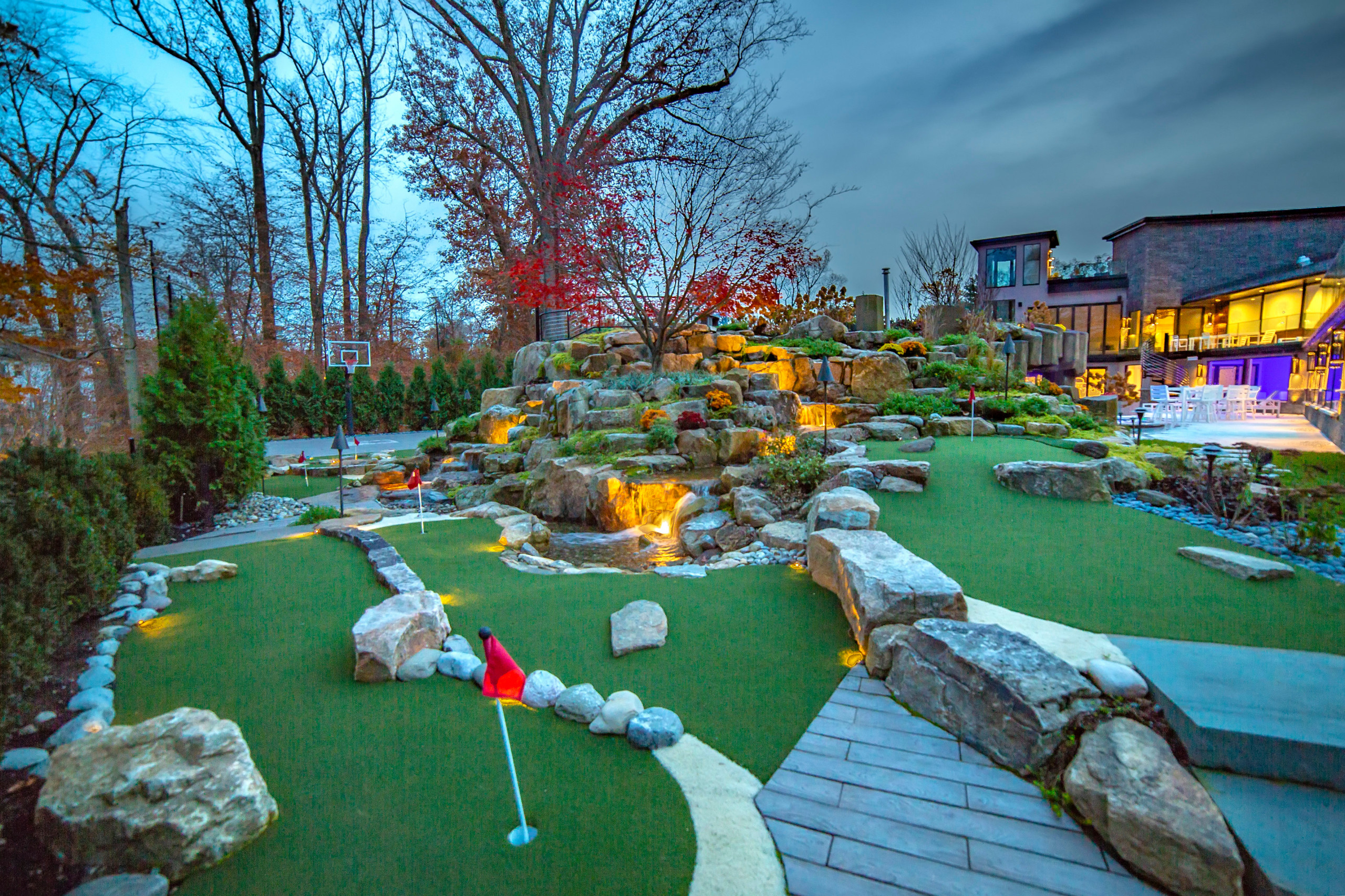 Backyard patio and lighting