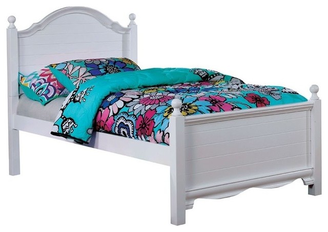 Furniture of America Poppy Transitional Wood Twin Panel Kids Bed in White