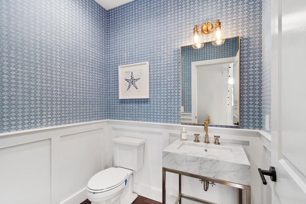 Inspiration for a transitional powder room in New York.