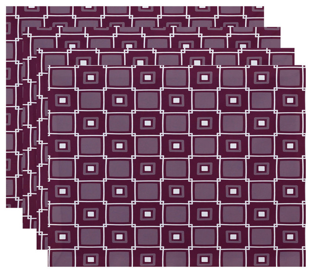 18"x14" Square Pop, Geometric Print Placemat, Purple, Set of 4