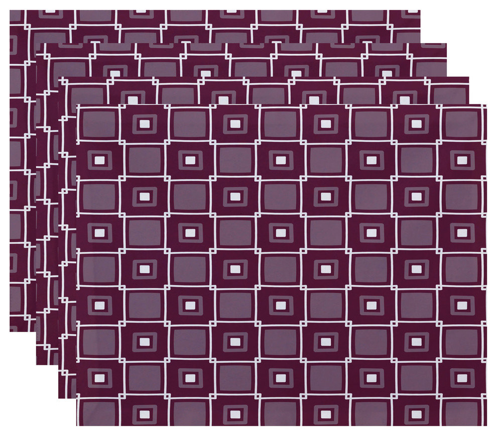 18"x14" Square Pop, Geometric Print Placemat, Purple, Set of 4