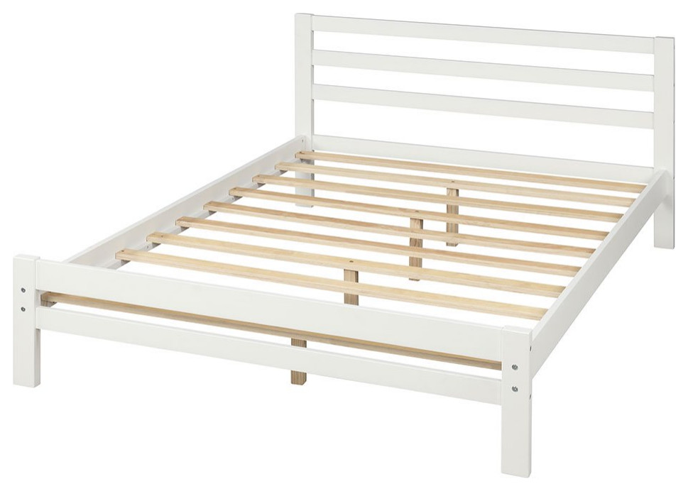 Full Platform Bed, Hardwood Frame With Low Footboard & Slatted ...