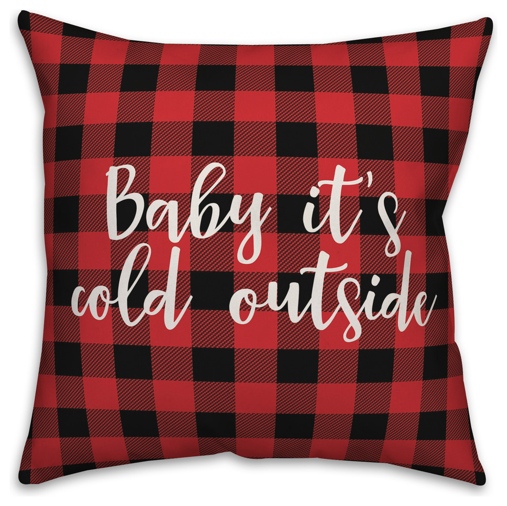 Baby It's Cold Outside, Buffalo Check Plaid 18x18 Throw Pillow Rustic