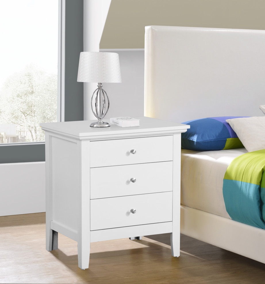 Whitley 3Drawer Nightstand Contemporary Nightstands And Bedside