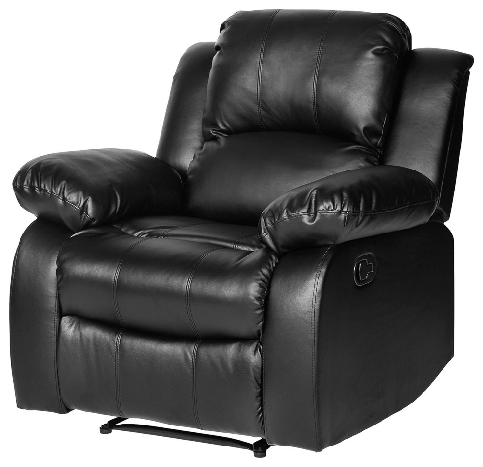 Modern Faux Leather Recliner Chair with Pillow Top Arms - Contemporary ...